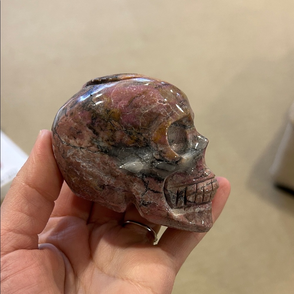Rhodonite Stone Skull